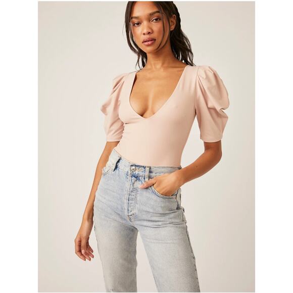 FREE PEOPLE NWT Va Va Voop Bodysuit in Sweet Nothing // S - Picture 2 of 14